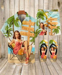Suitmens Men's Hawaii Vacations Print Shirt Three-Piece Set 061