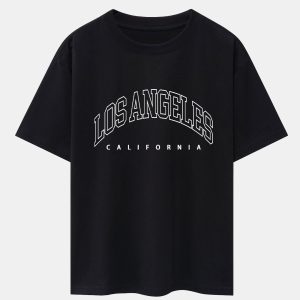 Los Angeles Letter Print Drop Shoulder Oversize T-Shirt