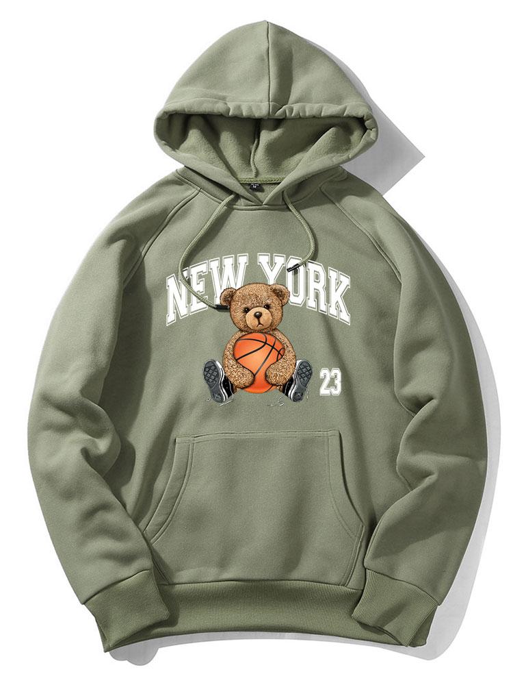 New York Basketball Bear Print Hoodie - Image 11
