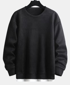 Alternative view of 2 In 1 Faux Suede Crew Neck Sweatshirt