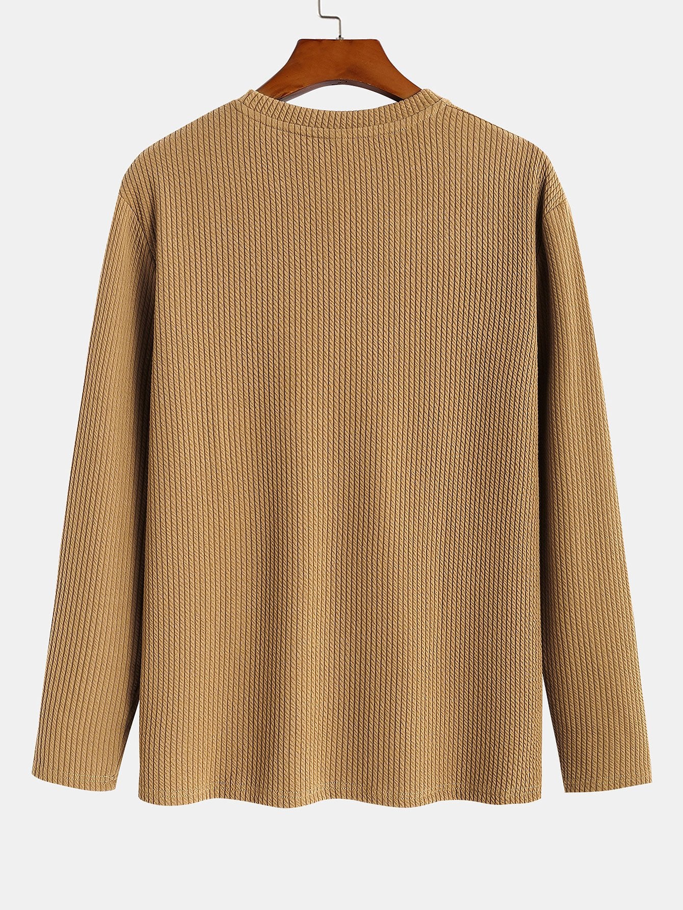 Long Sleeved Muscle Fit Ribbed T-Shirt - Image 6
