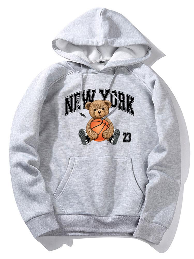 New York Basketball Bear Print Hoodie - Image 4