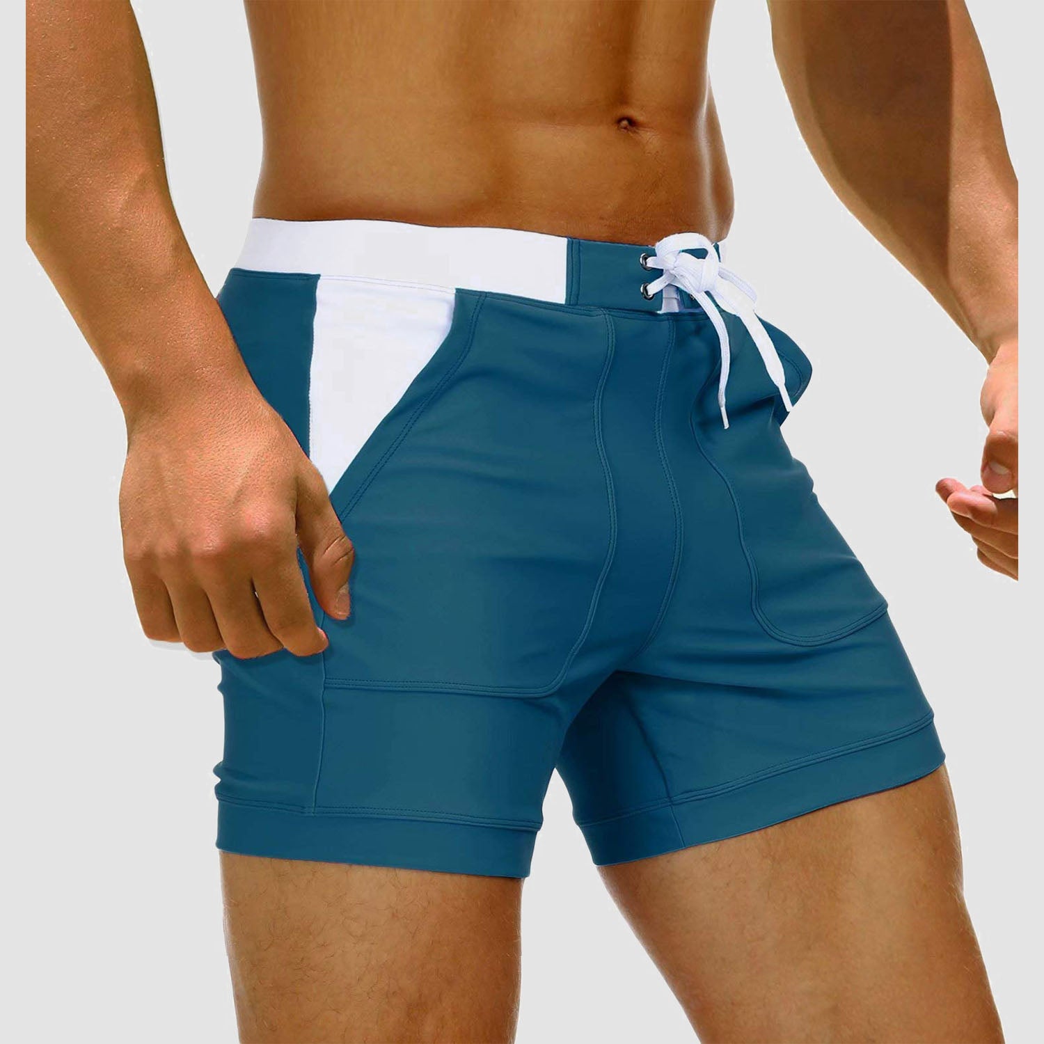 Men's Swim Trunks Square Leg with Pockets Mesh Lining Beach Shorts Underwear - Image 5