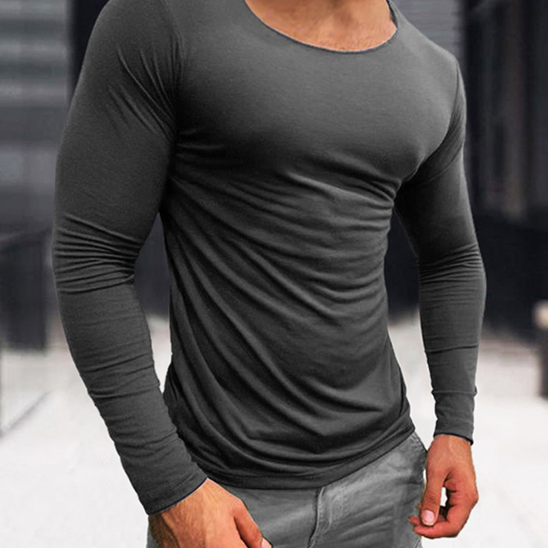 Men's Basic Cotton Breathable Long Sleeve T-Shirt - Image 3