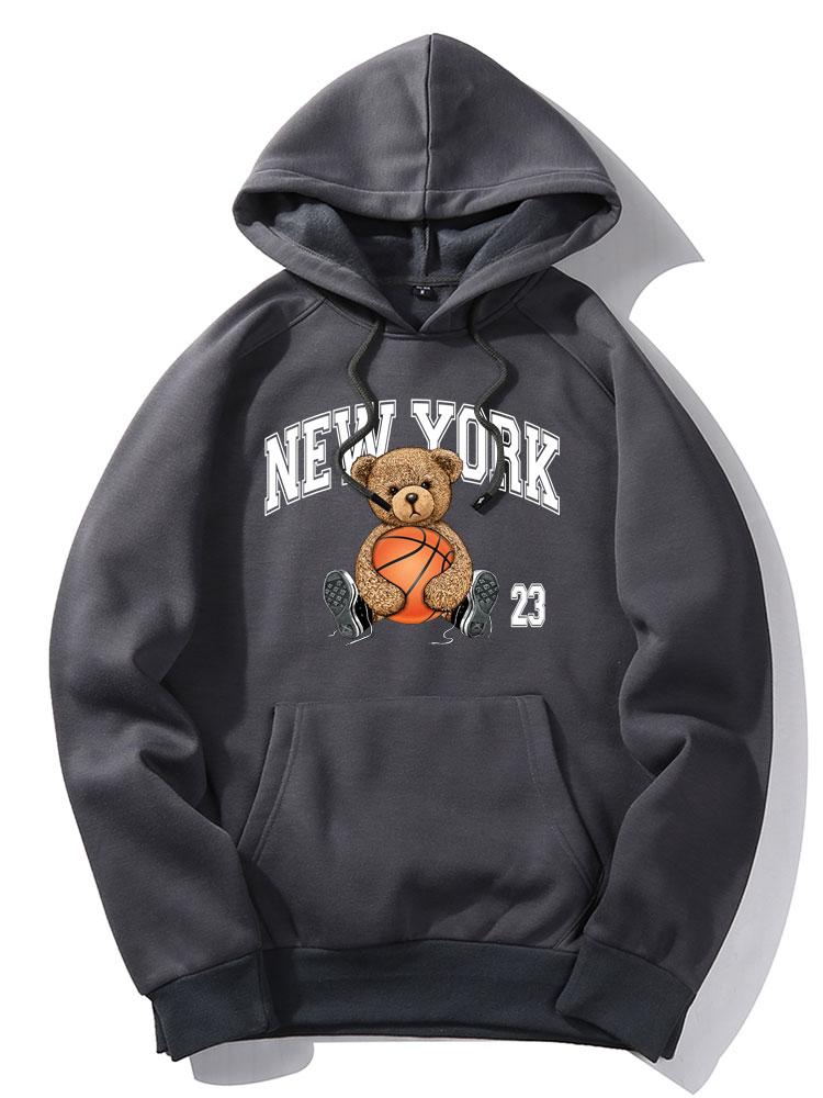 New York Basketball Bear Print Hoodie - Image 13