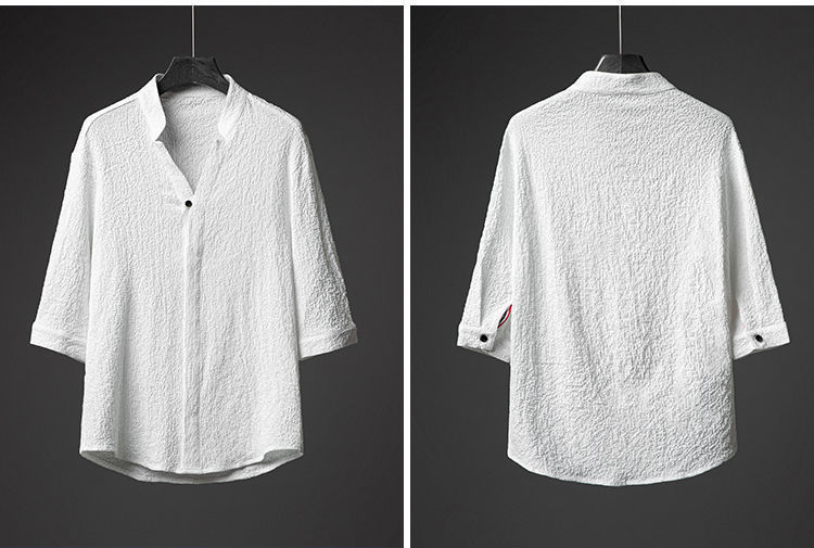 Men's White Ice Silk Linen Two Piece - Image 4