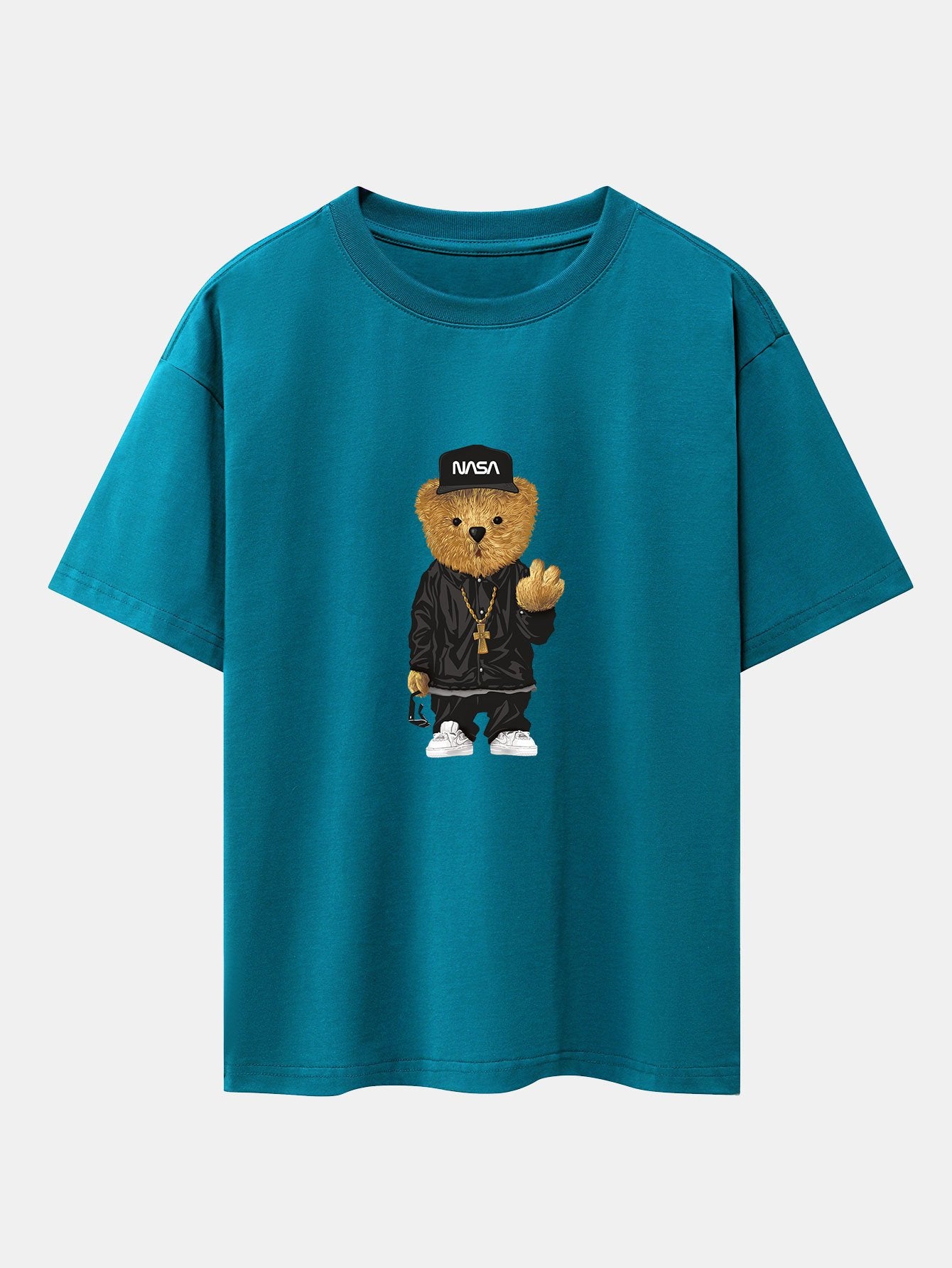 Hip Hop Bear Print Heavy Weight Oversize T-Shirt - Image 6
