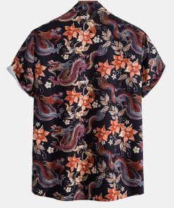 Alternative view of Dragon Floral Print Button Up Shirt & Dragon Print Swim Shorts