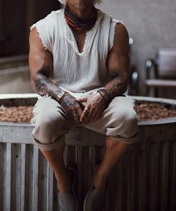 Men's Linen Holiday Plain Tank Top