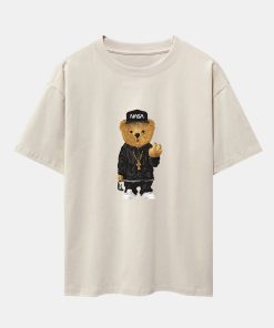 Alternative view of Hip Hop Bear Print Heavy Weight Oversize T-Shirt