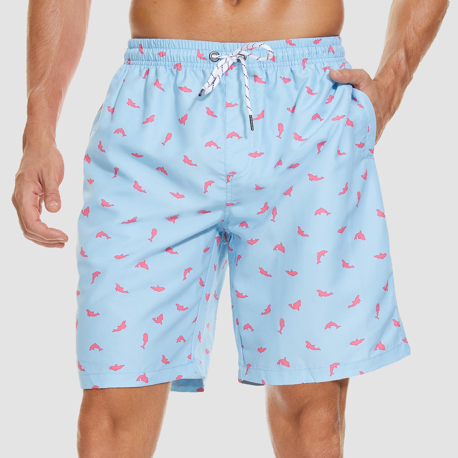 Men's Beach Shorts Swimming Trunks Mesh Lining Shorts with 2 Pockets Quick Dry - Image 7