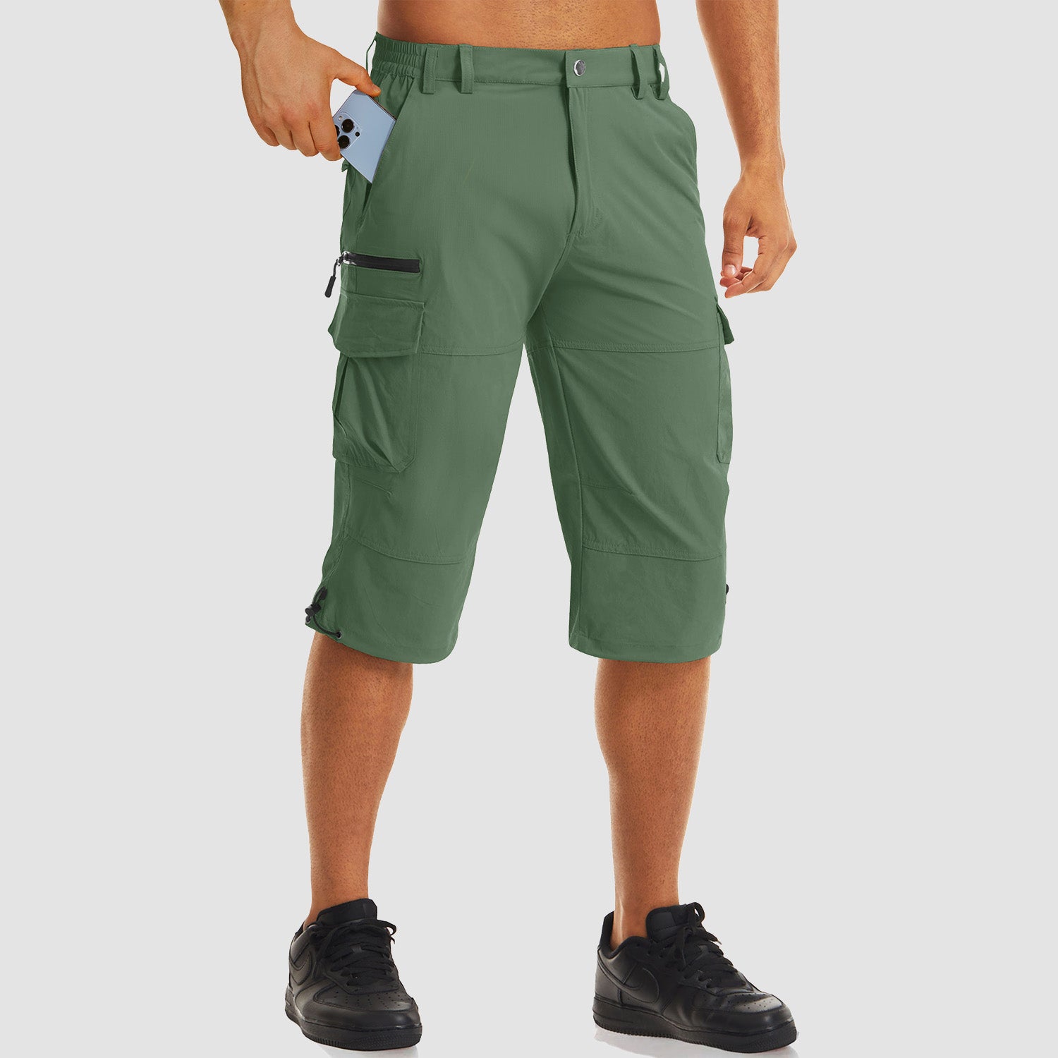 Men's Workout Gym Shorts with 7 Pockets Quick Dry 3/4 Capri for Hiking - Image 6