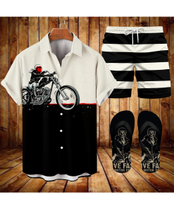 Suitmens Men's Modified Motorcycle Print Shirt Three-Piece Set 063