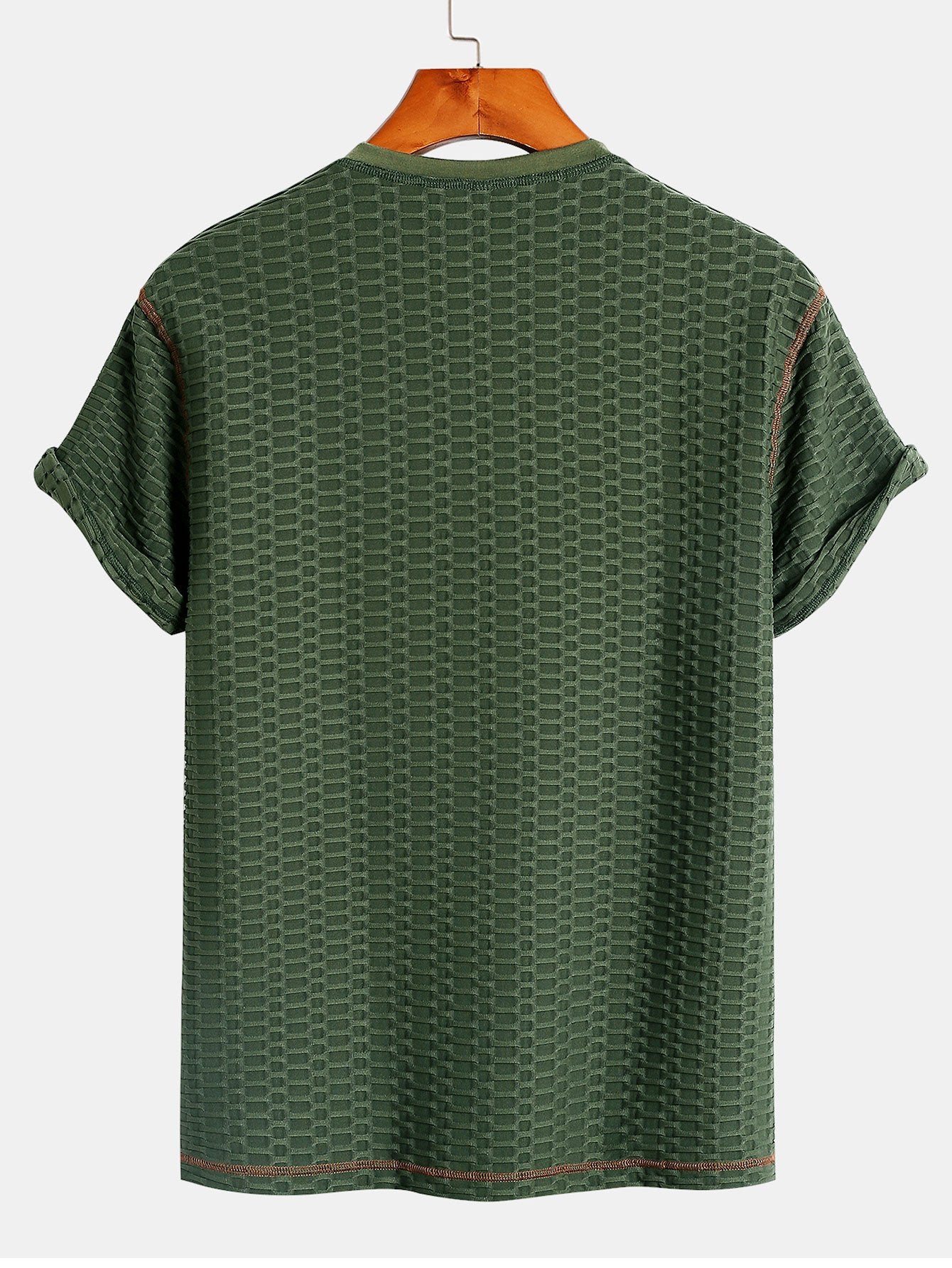 Muscle Fit Knitted Textured Henley Shirt - Image 4