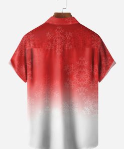 Christmas Santa Surfing Chest Pocket Short Sleeve Shirt