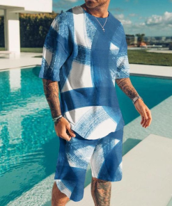 Suitmens Men's Trendy Blue Shorts Suit
