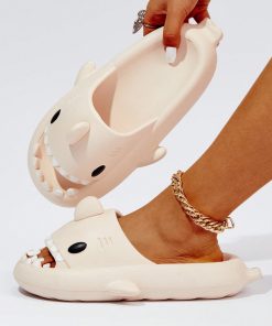 Women Shark Design Slides, Cute Summer EVA Single Band Slides
