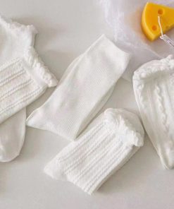 Alternative view of Kawaii 3pairs Women Random Version Solid Crew Socks