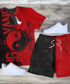 Suitmens Men's Daily Casual 3D Printed Short Sleeve T-Shirt Set 07