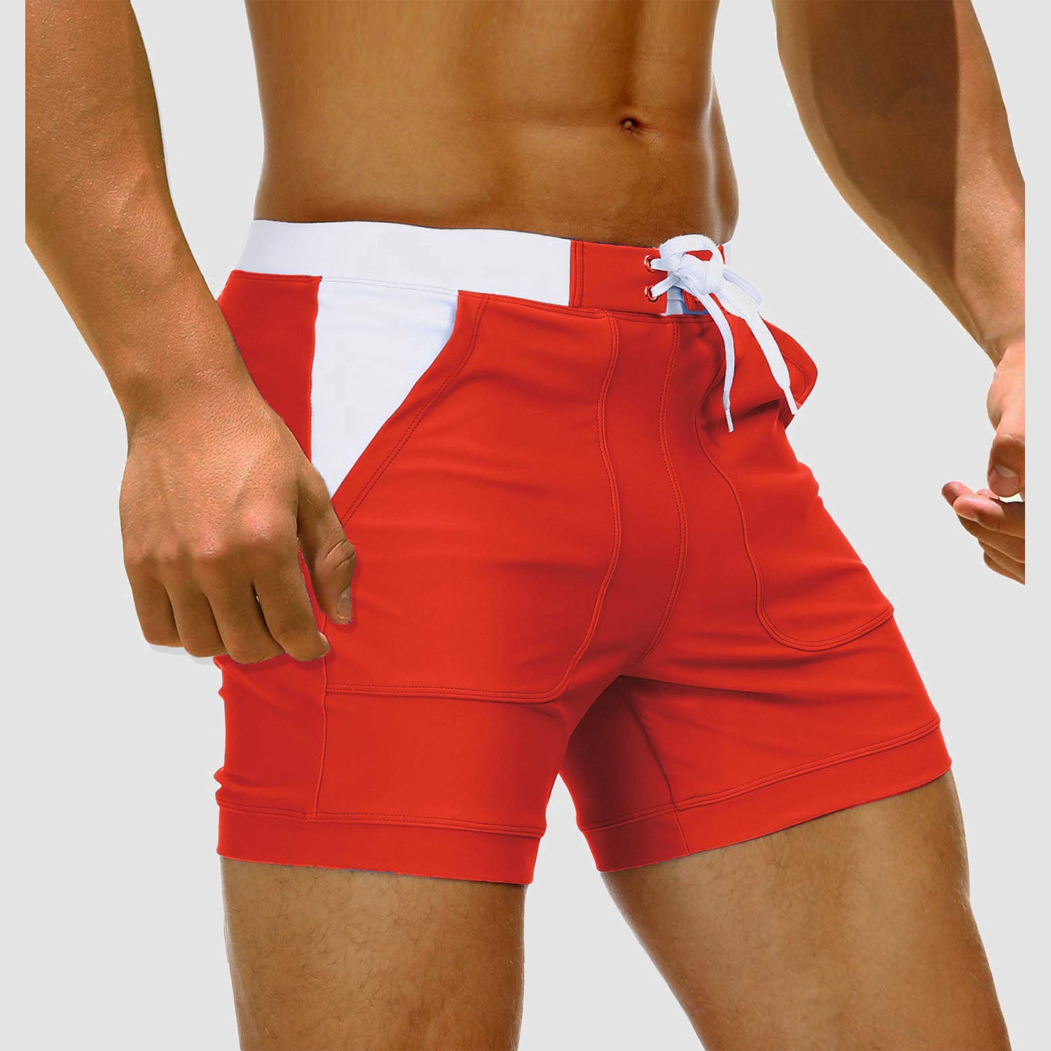 Men's Swim Trunks Square Leg with Pockets Mesh Lining Beach Shorts Underwear - Image 3