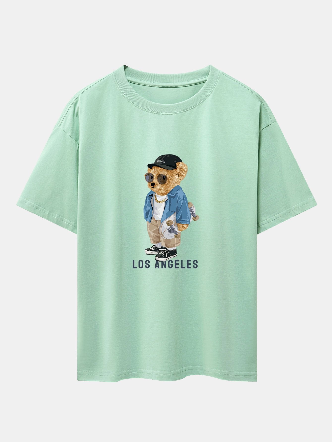 Los Angeles Skate Bear Print Heavy Weight Oversize T-Shirt - Image 3