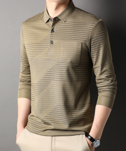 Men's Premium Lapel Long Sleeve POLO Shirt