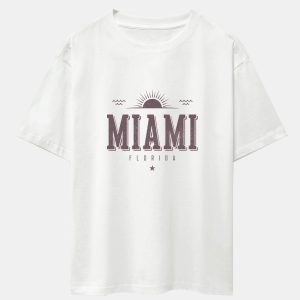 Vintage Miami Letter Print Heavy Weight Oversize T-Shirt