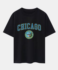 Chicago Coat Of Arms Print Drop Shoulder Oversize T-Shirt