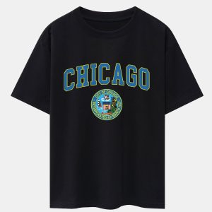 Chicago Coat Of Arms Print Drop Shoulder Oversize T-Shirt