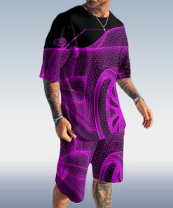 Alternative view of Men's Fashion 3D Printing Short Sleeve Two-Piece Suit 3 Colors