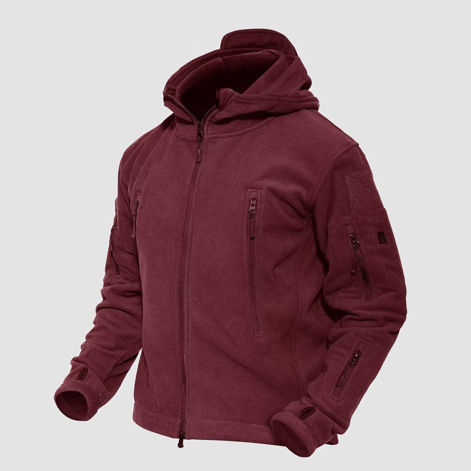 Men's Hoodie Fleece Jacket with 6 Zip-Pockets Warm Winter Jacket Military Tactical Jacket - Image 8