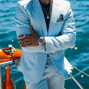 Elegant Plain Notch Lapel One Button Blazer & Pants 2Pcs Set