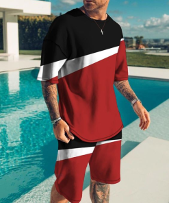 Suitmens Men's Color Block Shorts Suit