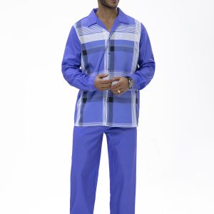Suitmens Purple Long Sleeve Trouser Line Two-Piece Walking Suit