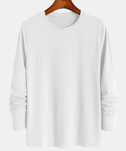 Muscle Fit Long Sleeved Ribbed T-Shirt