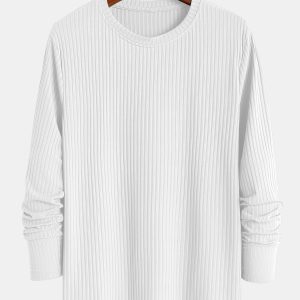 Muscle Fit Long Sleeved Ribbed T-Shirt
