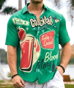 Cocktail Chest Pocket Short Sleeve Hawaiian Shirt