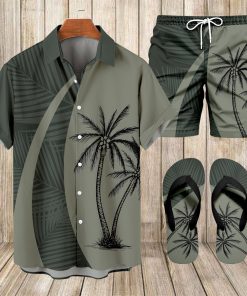 Suitmens Men's Hawaii Vacations Print Shirt Three-Piece Set 055