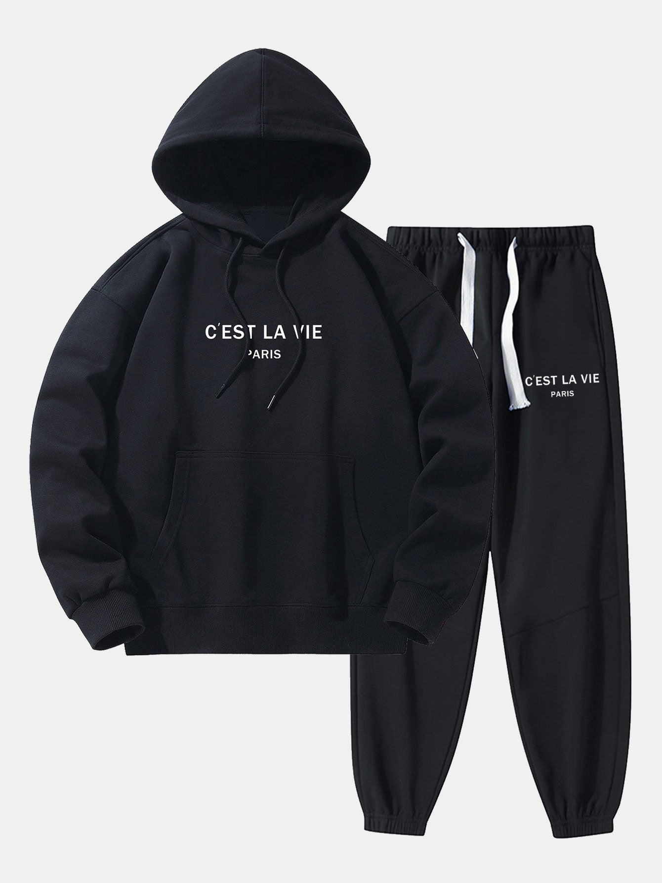 Paris Print Cotton Blend Hoodie & Jogger Pants - Image 2