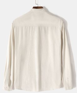 Long Sleeve Stand Collar Corduroy Shirt