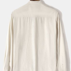 Long Sleeve Stand Collar Corduroy Shirt