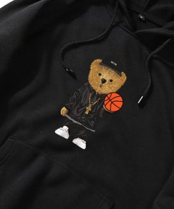 Basketball Bear Print Hoodie