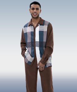Suitmens Men's Brown Suede Long Sleeve Walking Suit 027