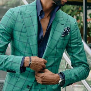 Casual Plaid Lapel Collar Blazer & Pencil Pants 2Pcs Set