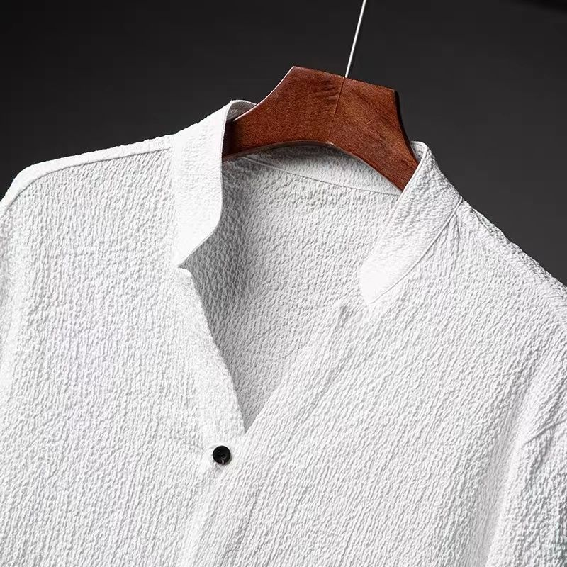 Men's White Ice Silk Linen Two Piece - Image 2
