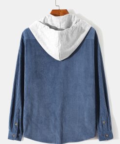 Long Sleeve Hooded Corduroy Overshirt