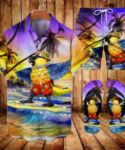 Suitmens Men's Men's Tiki Style Hawaiian Vacation Print Three-Piece Set 033