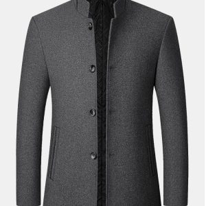 Stand Collar Wool Blended Blazer