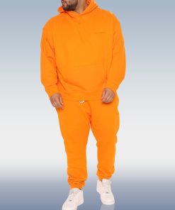 SUITMENS Men's Orange Hoodie Set