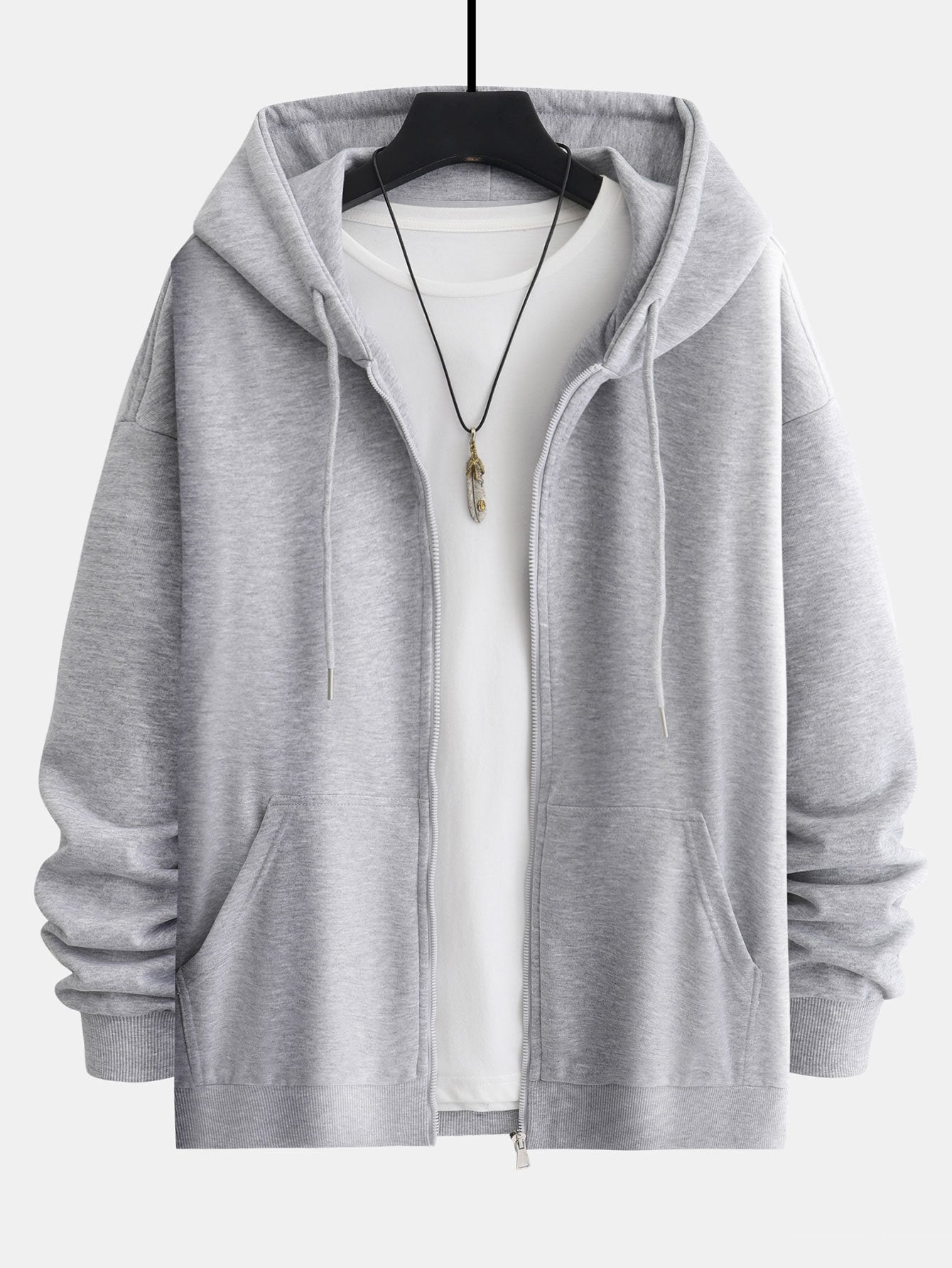 Basic Relax Fit Zip Hoodie - Image 12